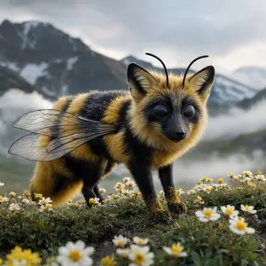 Arctic fox + Bumblebee